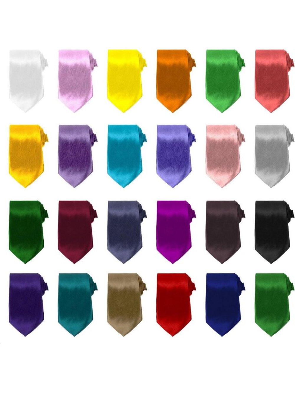 Elegant Solid Color Satin Neckties for Men - 24 Pcs Bulk Set for Weddings